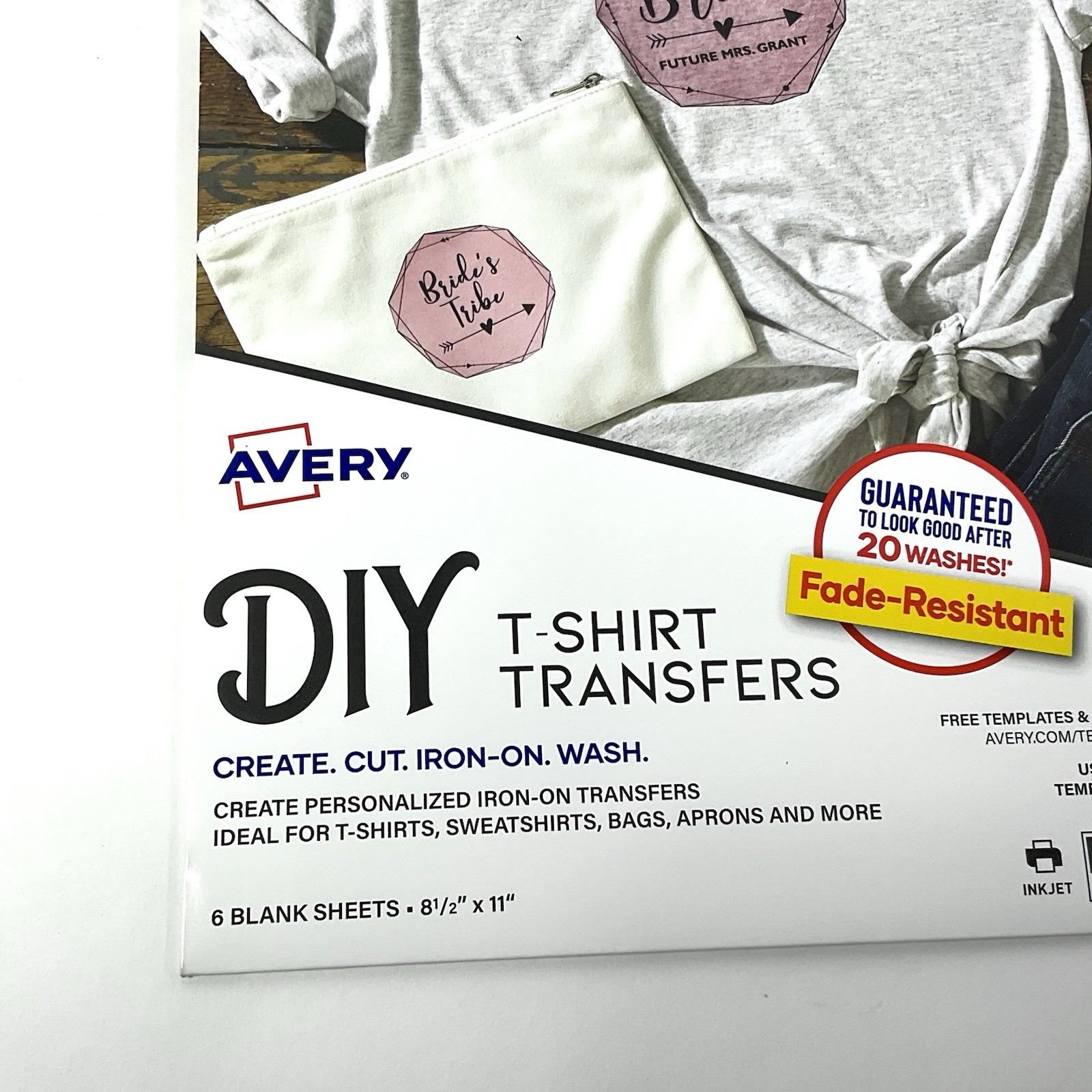 Avery 3271 Iron-On Ink Jet T-Shirt Transfers 6 Sheets LIGHT 8.5″ x 11″ SEALED