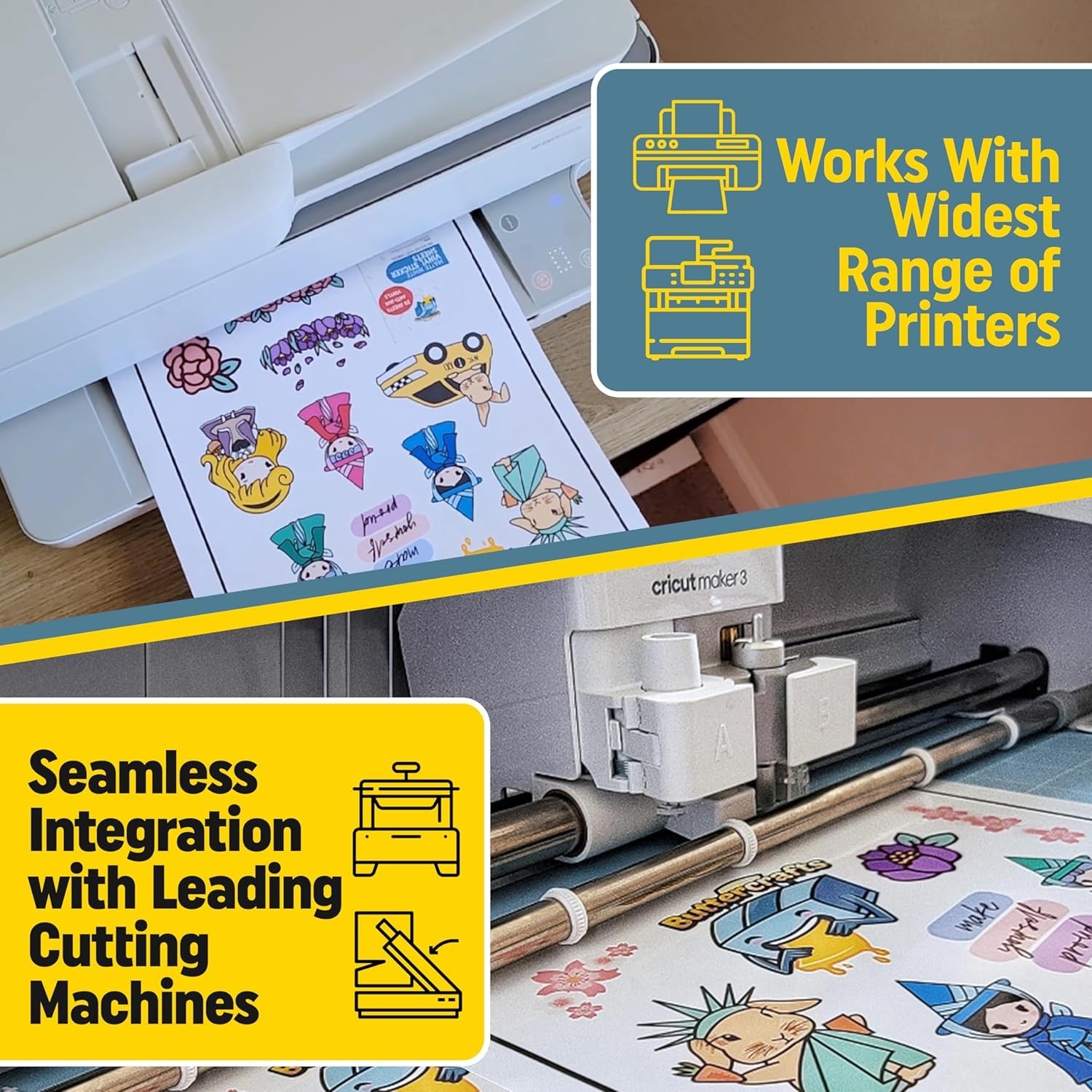 Clear Printable Vinyl Sticker Paper Waterproof 25 Sheets 8.5″x11″, Inkjet Pri…