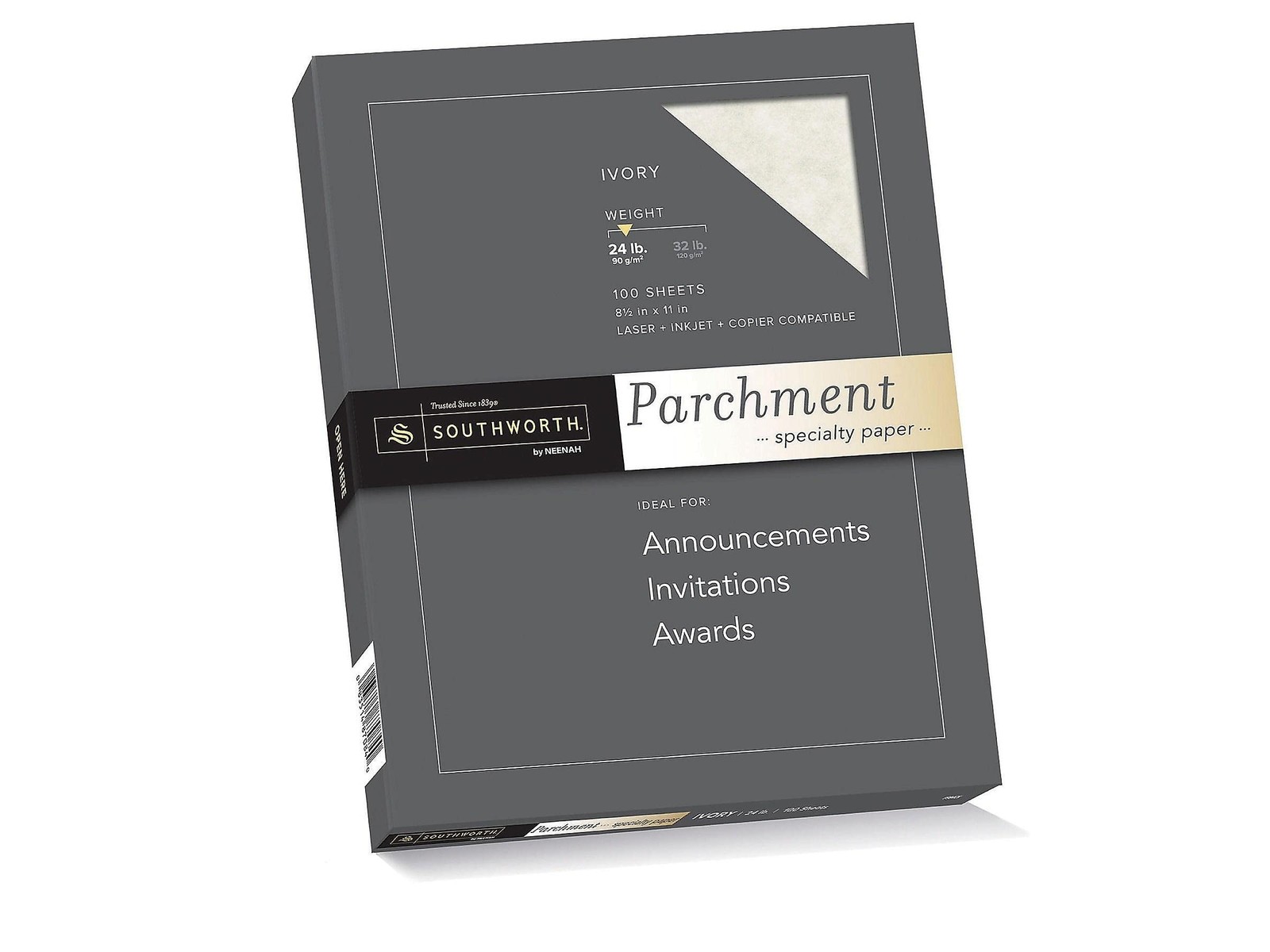 P984CK336 Parchment Specialty Paper Ivory 24lb 8.5×11 100 Sheets Stationery
