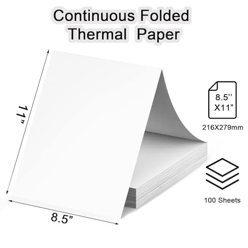100 Sheets Thermal Printer Paper 8.5 X 11 Inch US Letter Size Thermal Paper