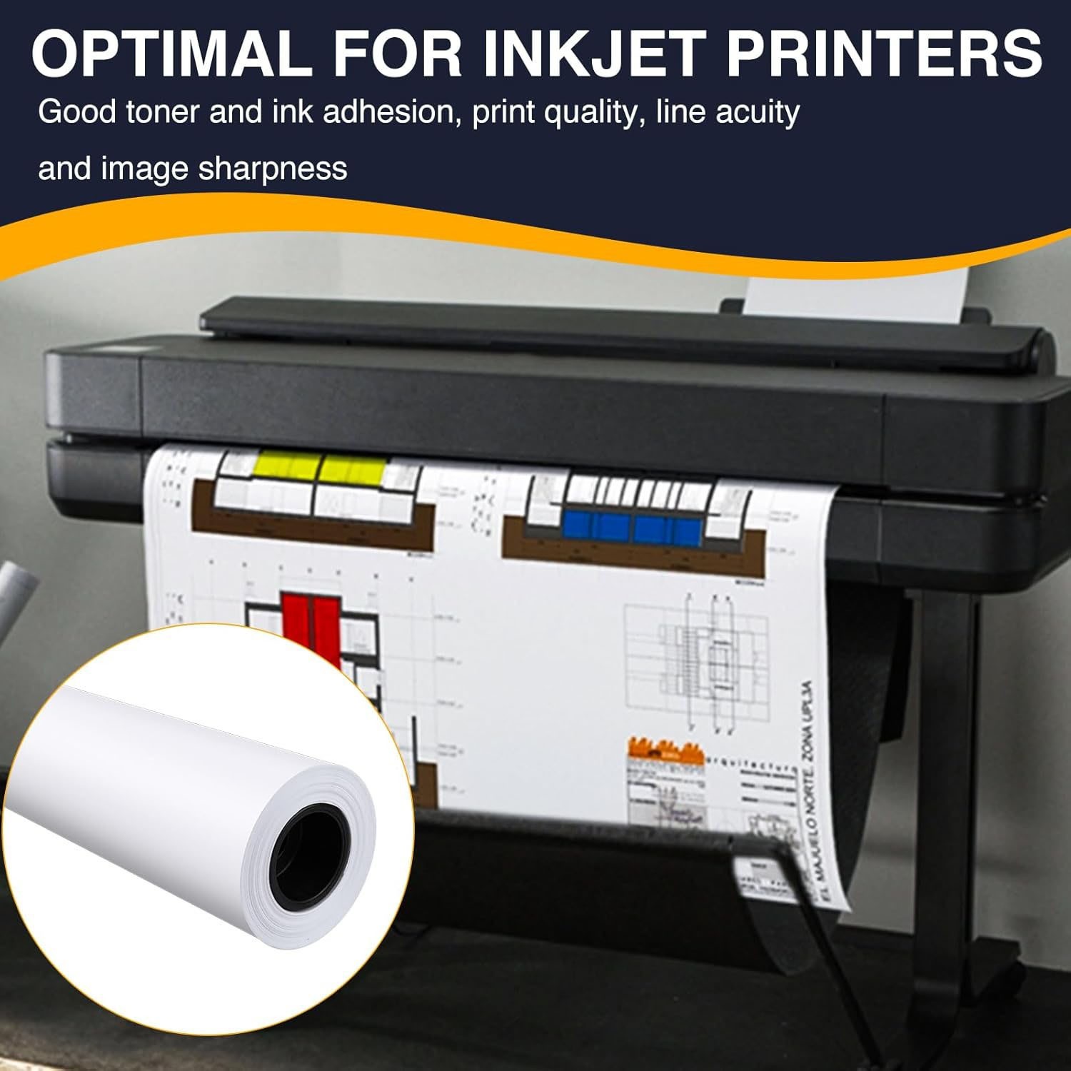 ACYPaper 36” x 150′ Plotter Paper -4 PK- 20LB Bond Wide Format CAD Ink Jet Rolls
