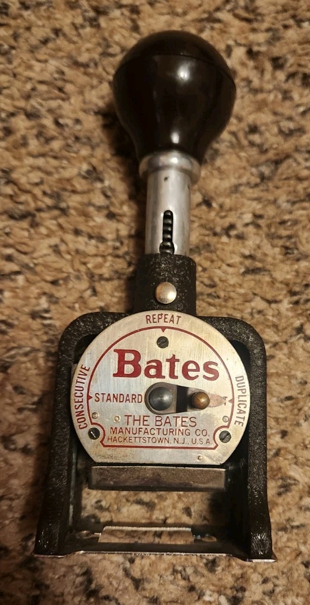VTG Bates Multiple Movement Numbering Machine, Six Wheels, Re-Inkable, Size E