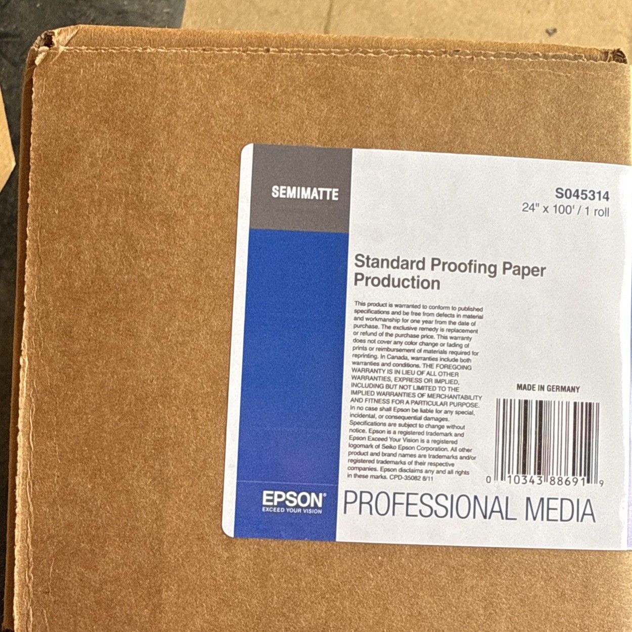 Epson Standard Proofing Paper Production, 9 Mil, 24″ X 100 Ft, Semi-Matte White