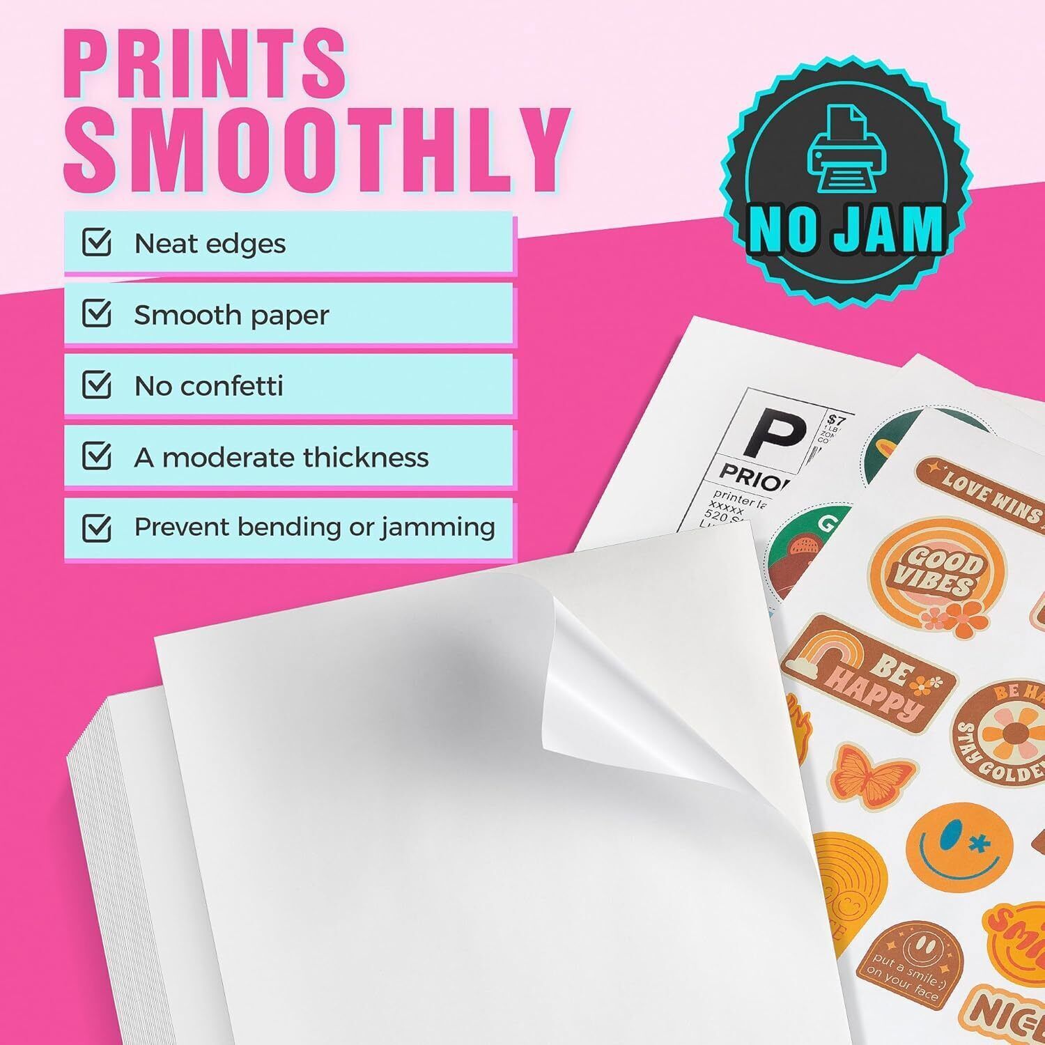 100PCS Sticker Paper Glossy Matte Clear Waterproof Printable Inkjet Laser