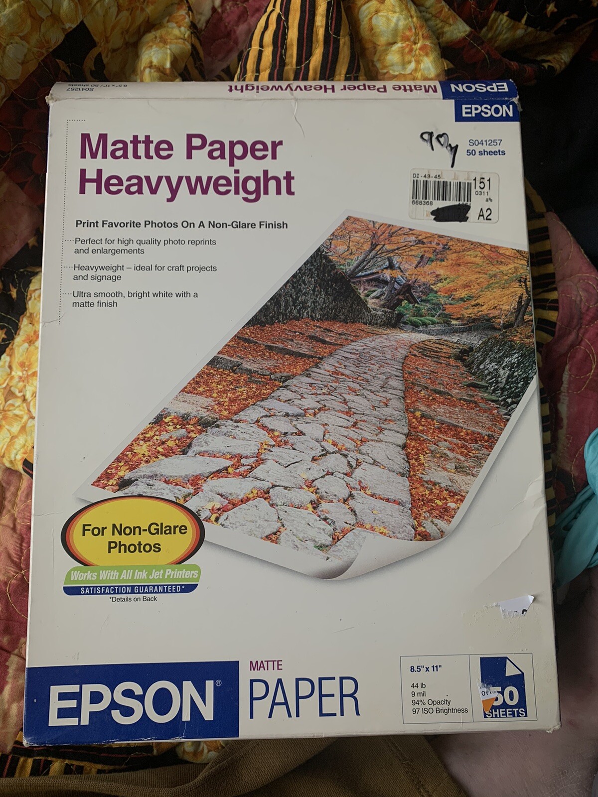 Epson Matte Heavyweight Photo Paper S041257 8.5 x 11 50 sheets per box ink jet