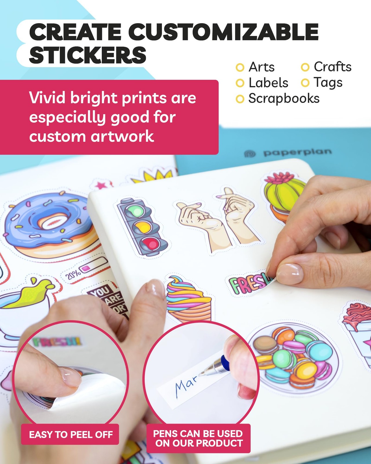 Sticker Paper for Inkjet Printer – (30 Sheets), 8.5 x 11″ Letter Size, Matte …