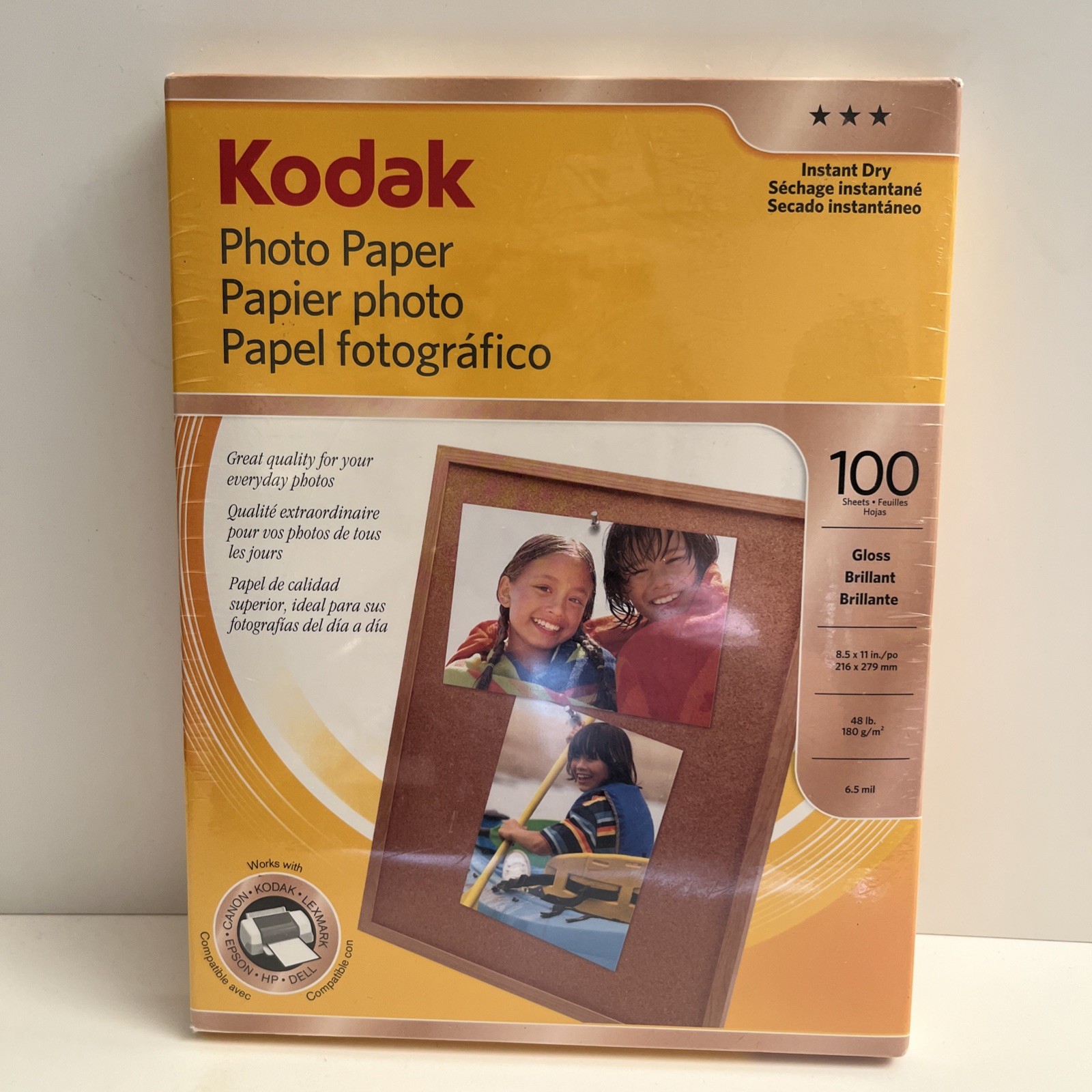 Kodak Photo Paper 8.5 x 11 inch 100 Sheets Gloss Brillant Brillante Instant Dry