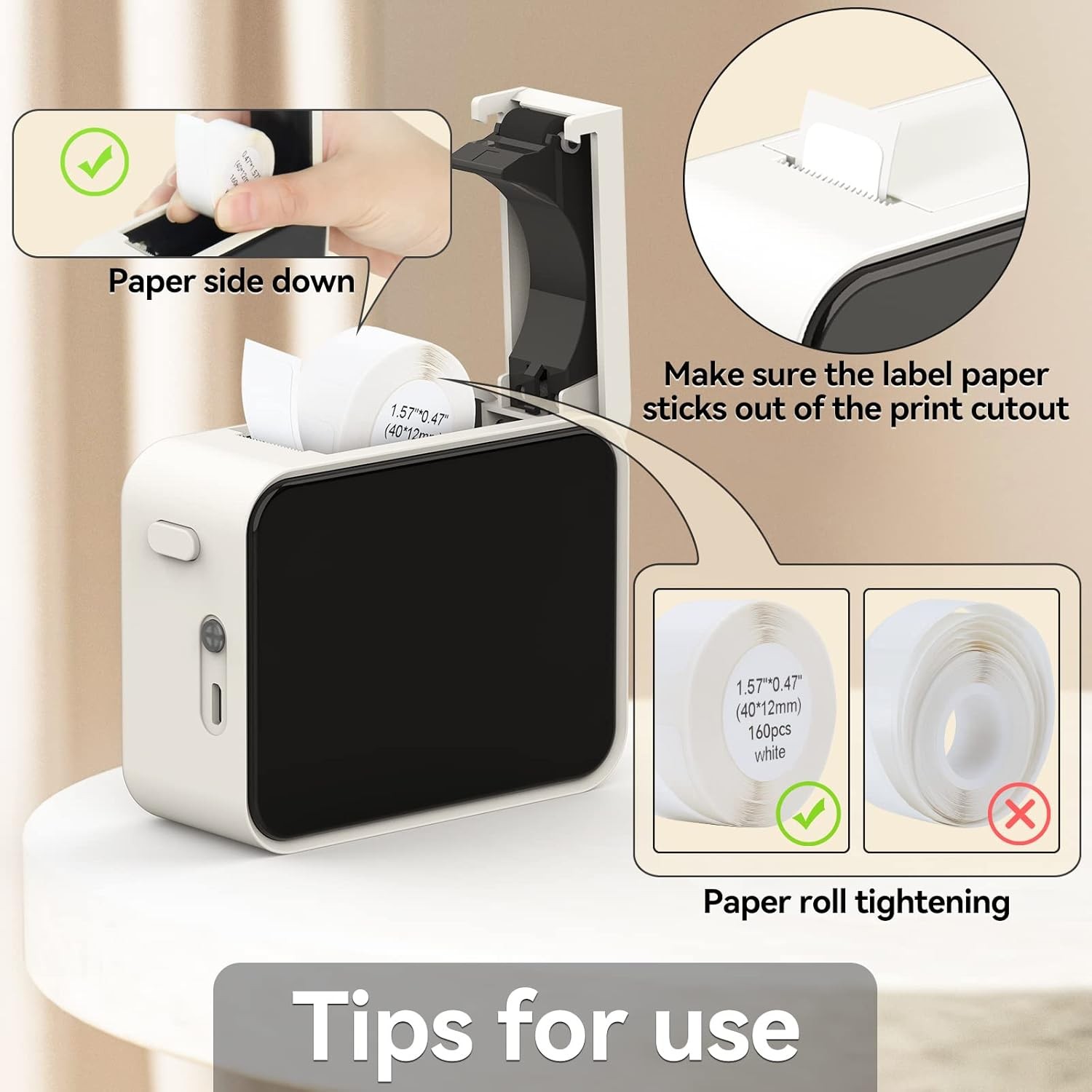 3 Rolls Direct Self-adhesive Label Sticker Thermal Paper for Printer P15 D30 Q30