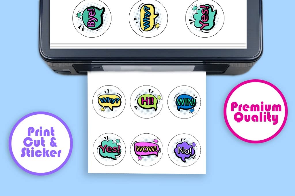 Creavvee Pack of 20 A4 Sheets, Printable White Sticker Paper Labels for Las