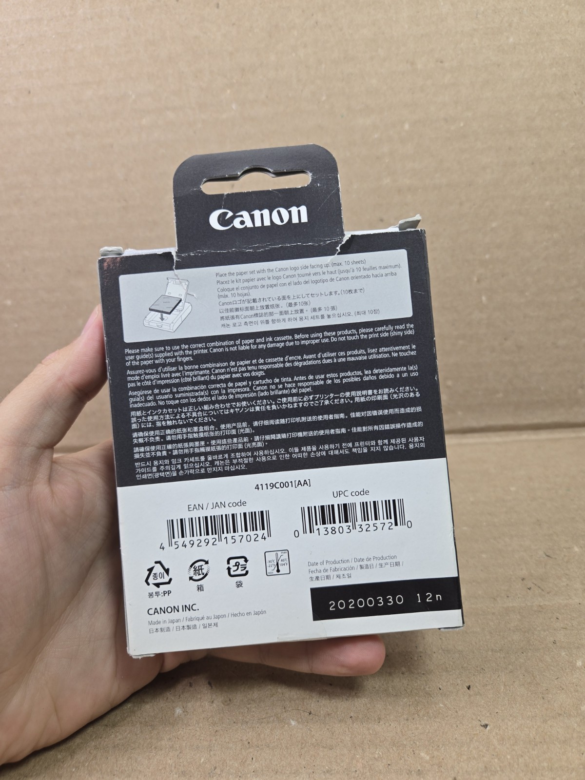 Canon XS-20L Colour Ink Label Set Selphy Square Paper 20 Sheets New Open Box