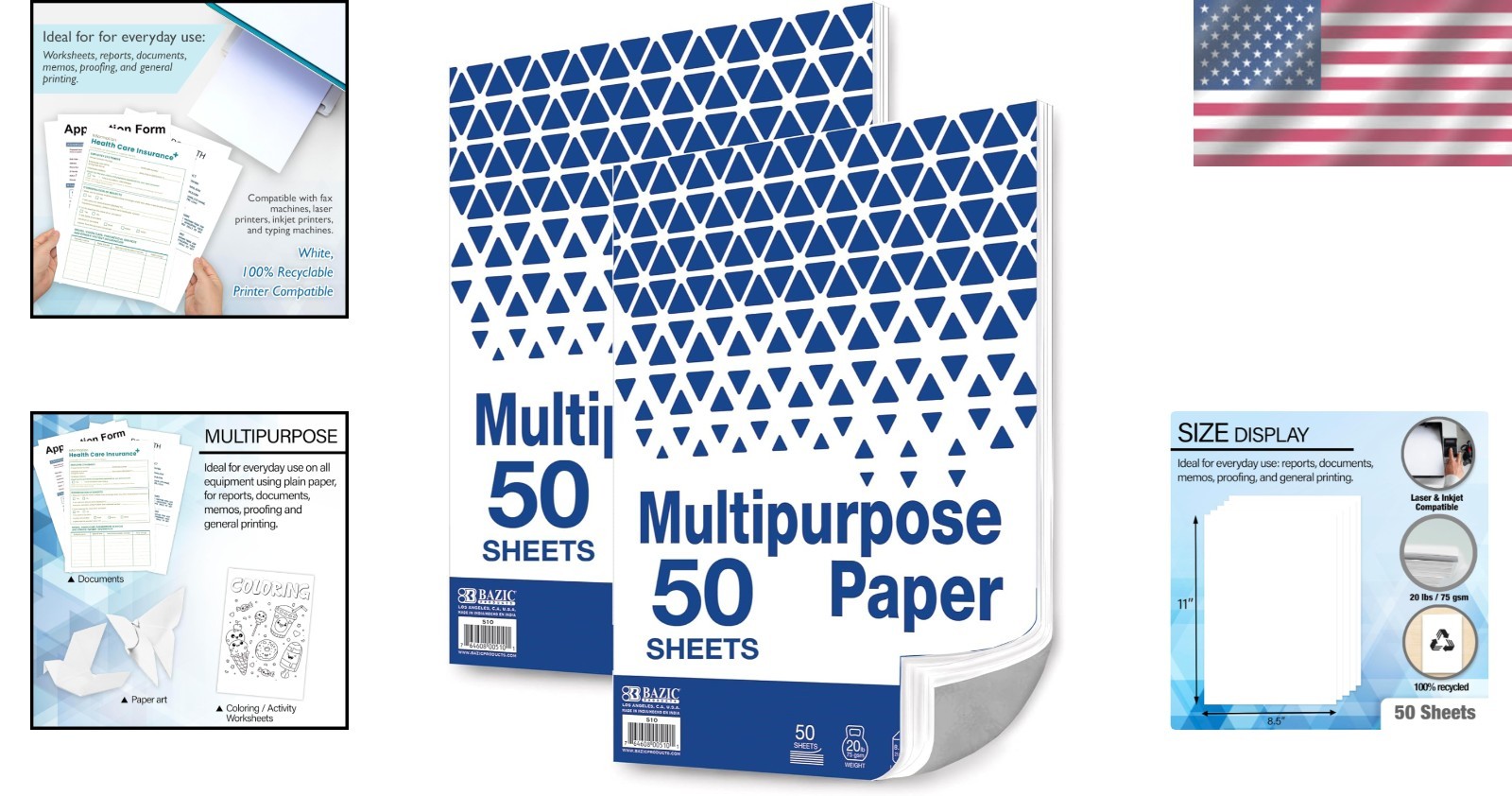 8.5″x11″ White Printer Paper – Ideal for School & Office, 100 Sheets