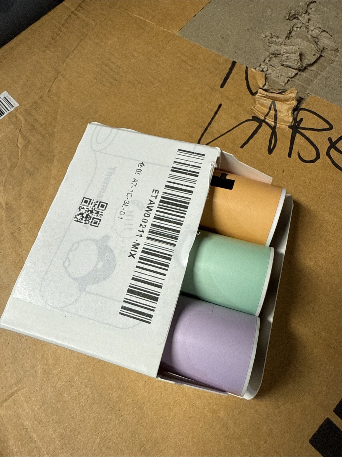Thermal Paper Set Q12-RMSMLL, 50mm x 3.5m, 3 Rolls, Green Purple Orange