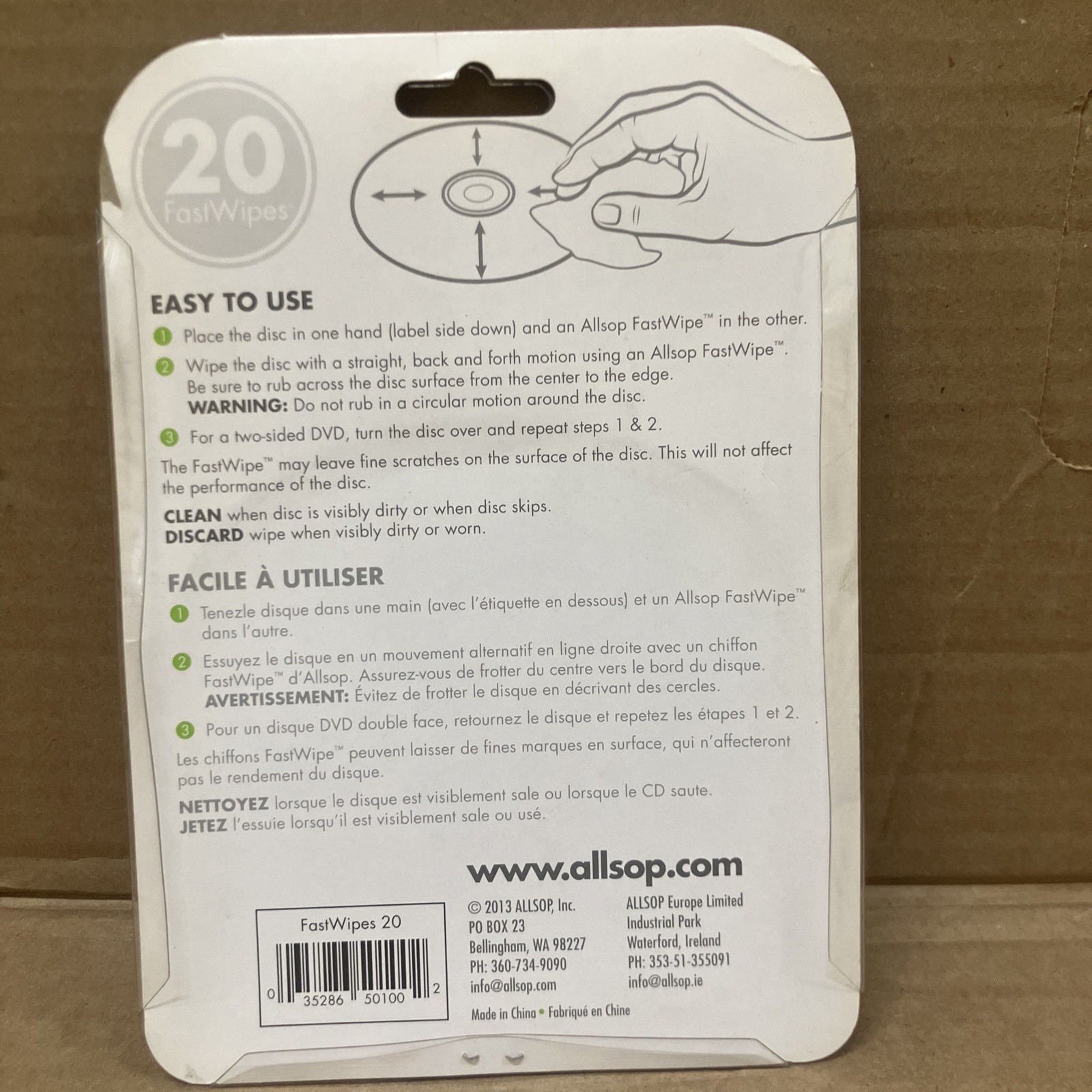 Allsop 50100 Fastwipes CD/DVD Cleaning Cloth Lint Free 20 Pack [New Cleaner]