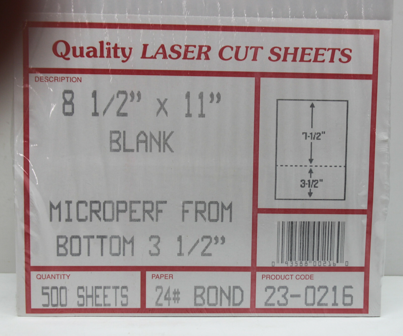 📄 8.5 8-1/2 x 11 Blank Perforated Paper 24# Bond w/ 3.5 3-1/2 Return 500 Sheets
