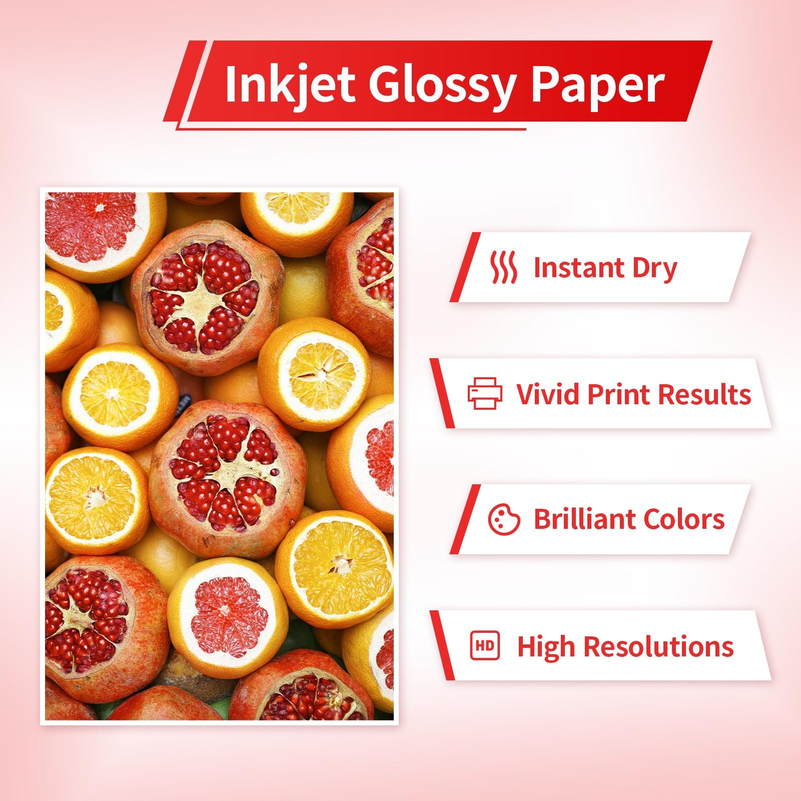 Thin Glossy Inkjet Printer Paper 115gsm For DIY Chip Bags 8.5×11 In 220 Sheets
