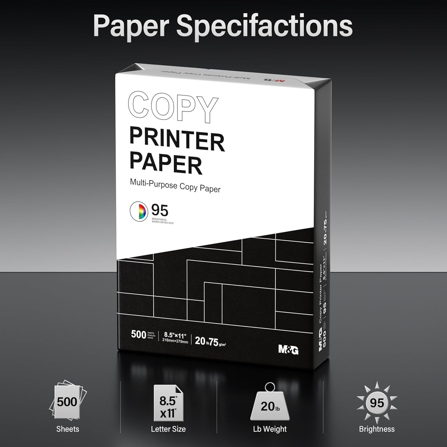 500 Sheets of 20lb High Brightness 8.5 x 11 Copy Paper – Jam-Free Performance