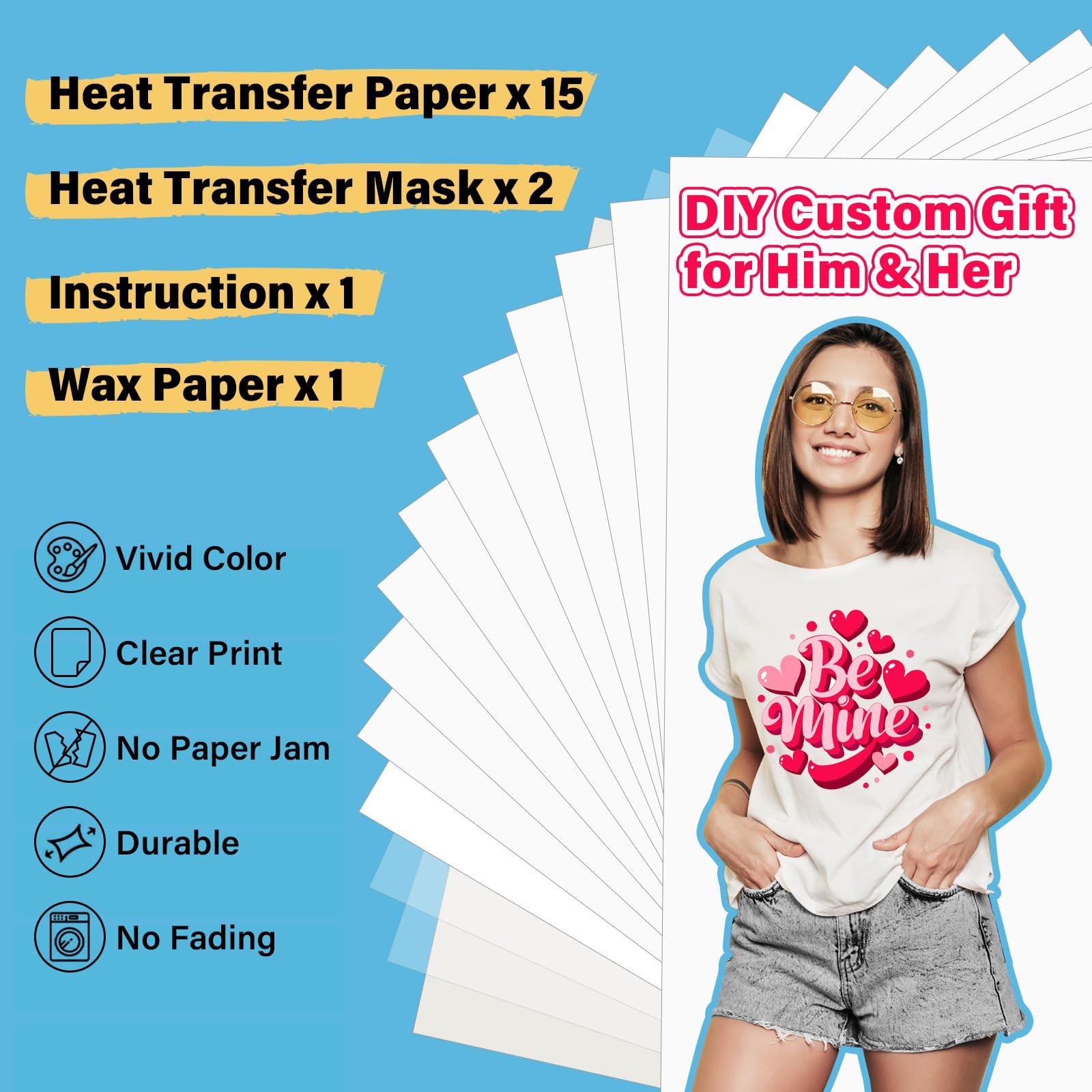 Printable Heat Transfer Paper for T-Shirts 15 Sheets, 8.3″ X 11.7″ Printable …