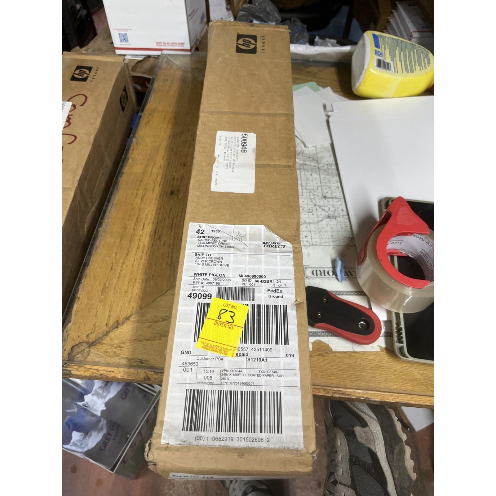 HP Q1404A Universal Coated Paper – 24″ x 150′ paper for HP designjets – 1 roll