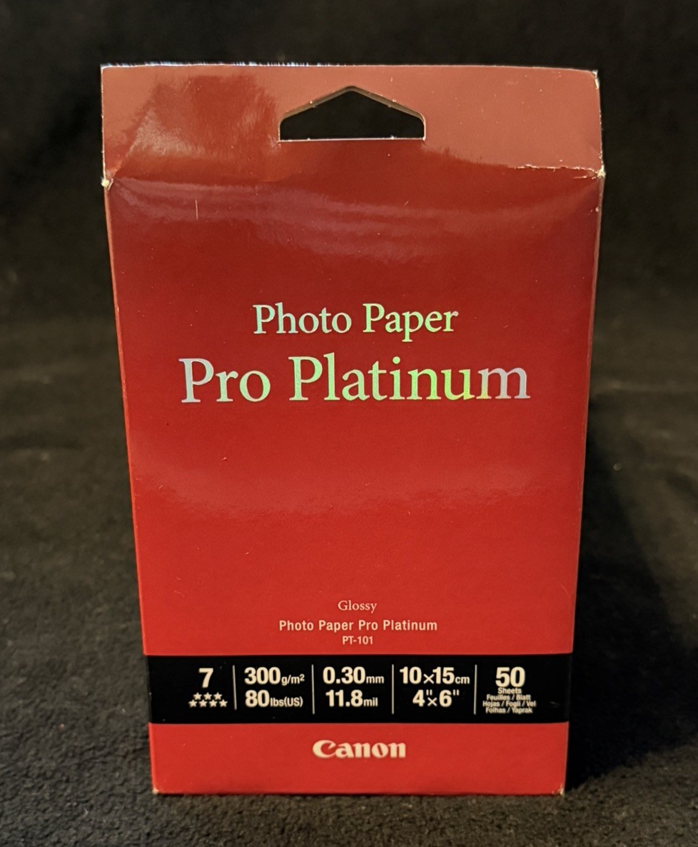 Canon Pro Platinum High Gloss Photo Inkjet Paper, 4×6″, 50 Sheets