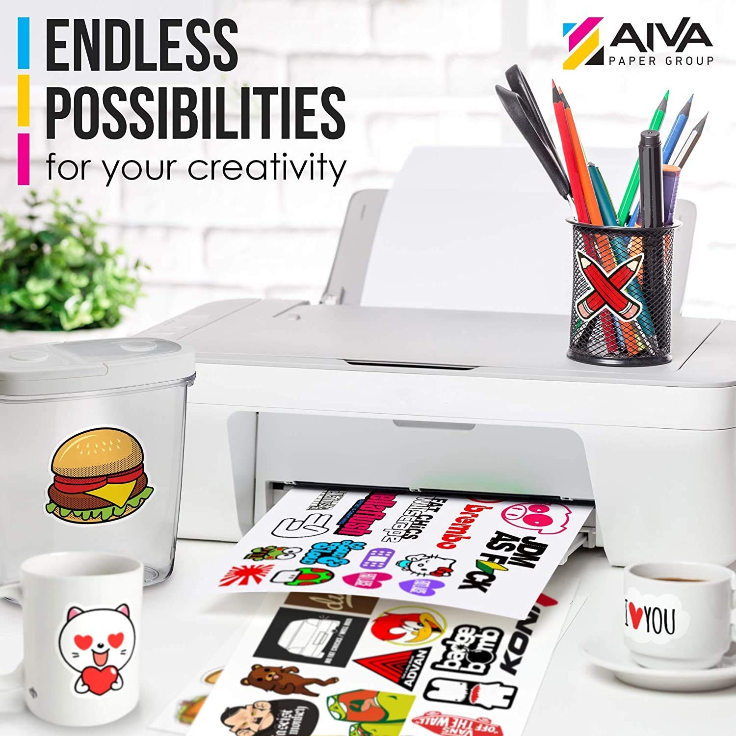 Printable Vinyl Sticker for Inkjet Printer – Matte White – 100 -Adhesive Shee…