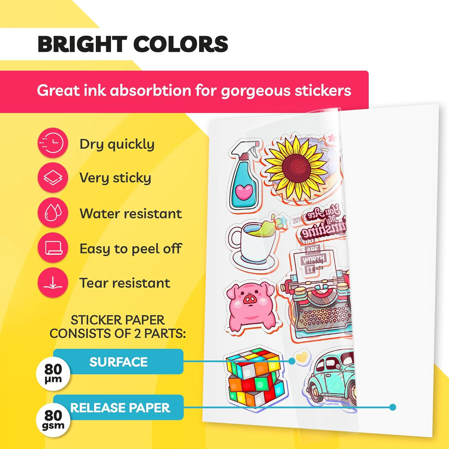 90% Clear Sticker Paper for Inkjet Printer – Transparent Glossy 8.5 X 11