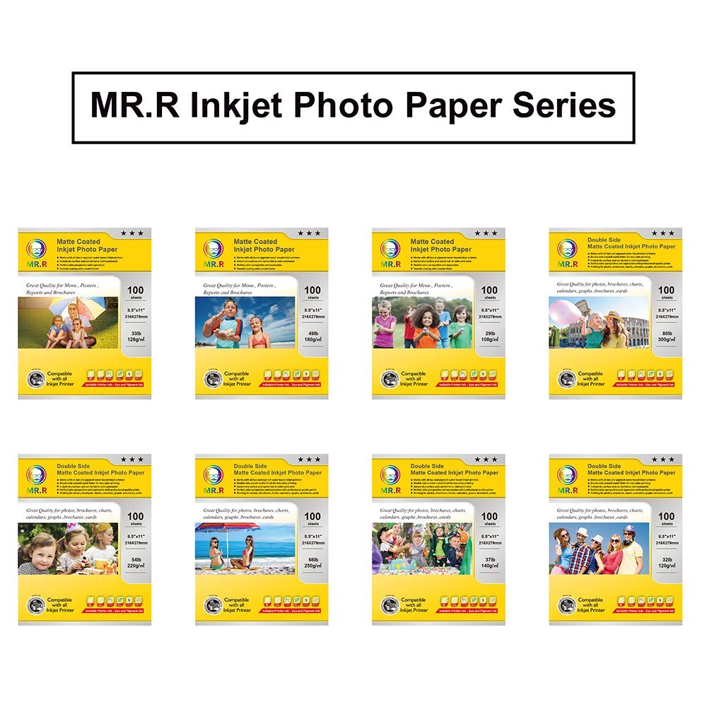 Double Side Glossy Inkjet Photo Paper Letter Size 8.5×11 In 200gsm 100 SHT