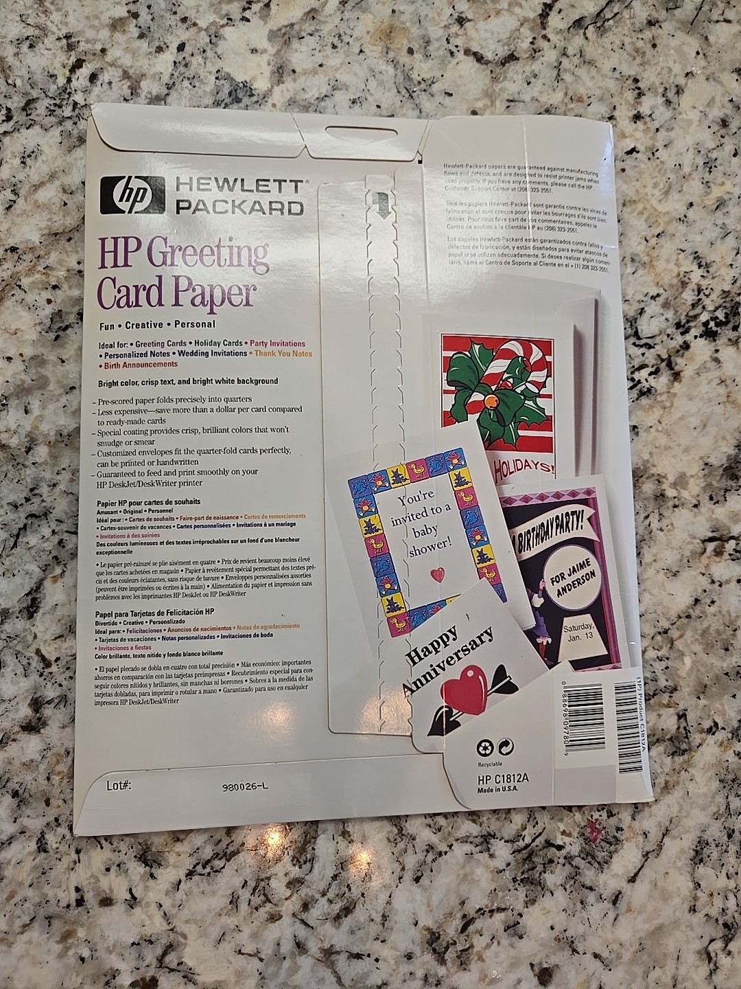 HEWLETT PACKARD HP GREETING CARD PAPER WITH ENVELOPES 20 OF EACH NEW
