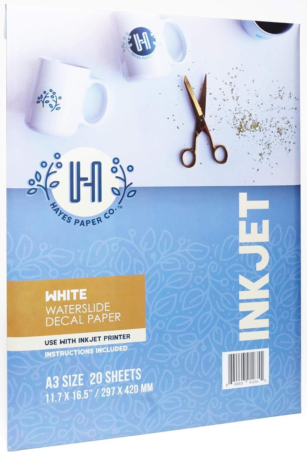 Waterslide Decal Paper Inkjet White A3 Size 20 Sheets