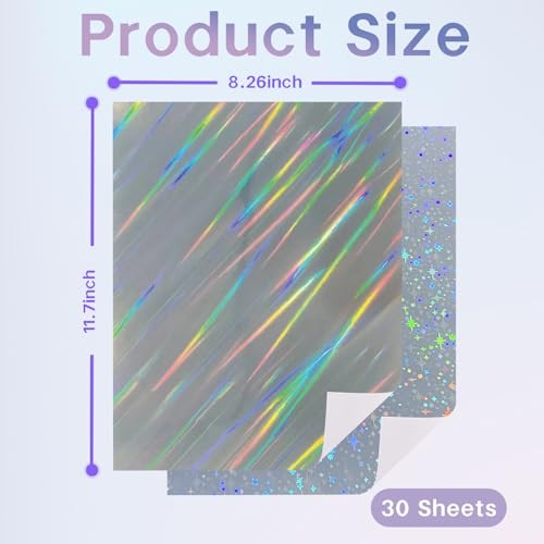 30 Sheets Holographic Sticker Paper for Inkjet&Laser Holographic Sticker-Mixed