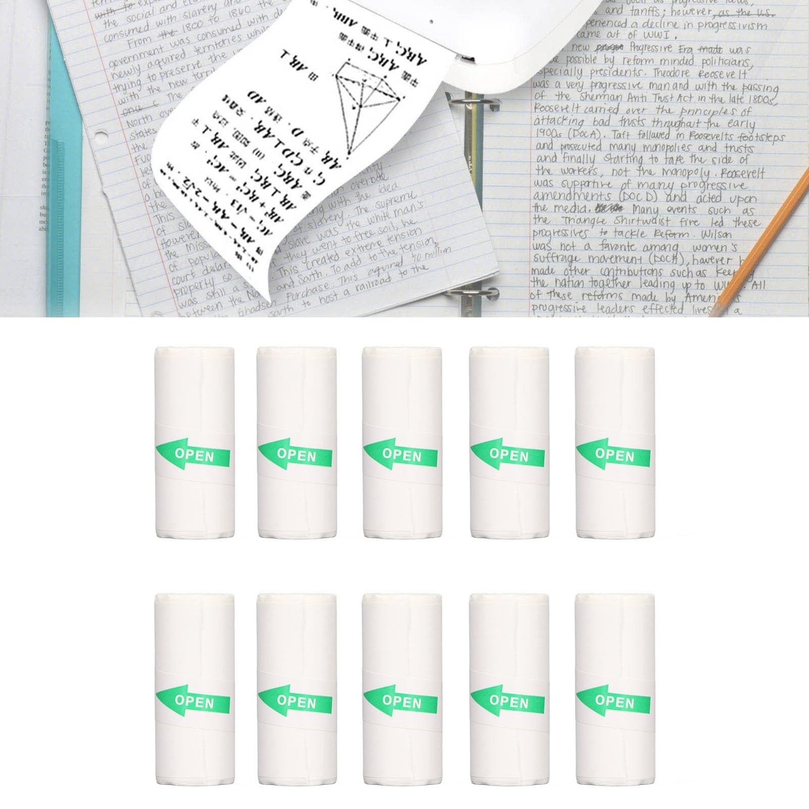 Self-Adhesive Mini Thermal Printer Paper Rolls 57x25mm, 10 Rolls Sticker Paper f