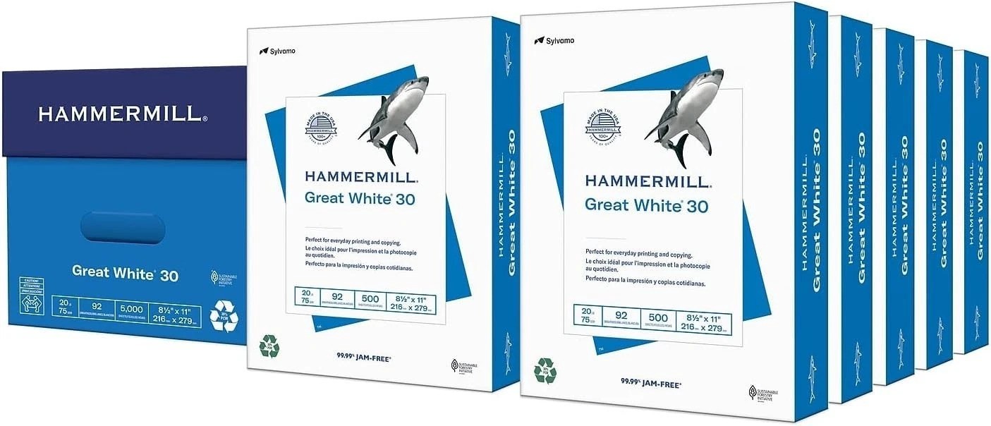 Printer Paper 8.5×11 Recycled Copy Paper 10 Ream 5000 Sheets 92 Bright