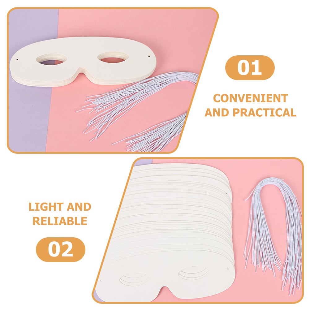 40Pcs Reusable Blank White Paper Masks for DIY Masquerade Party Crafts