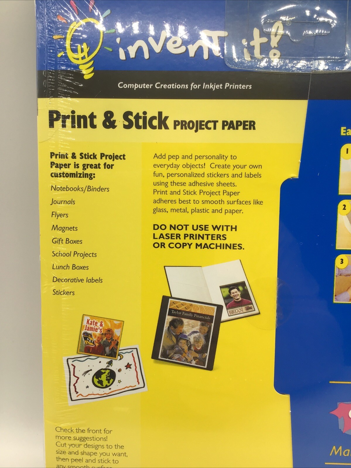 INVENT IT! Print & Stick Project Paper Gloss Finish 10 Sheets 8.5”x11” Brand New