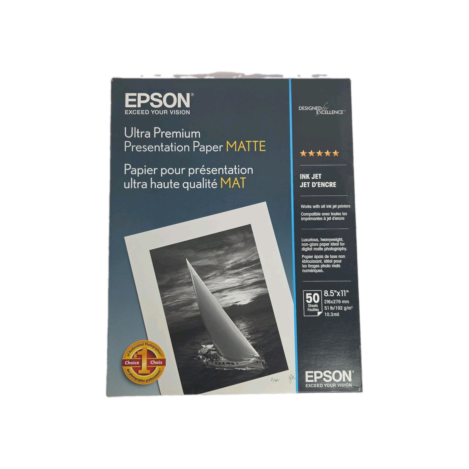 Epson Ultra Premium Presentation Paper Matte 8.5×11 50 Sheets High Color Gamut