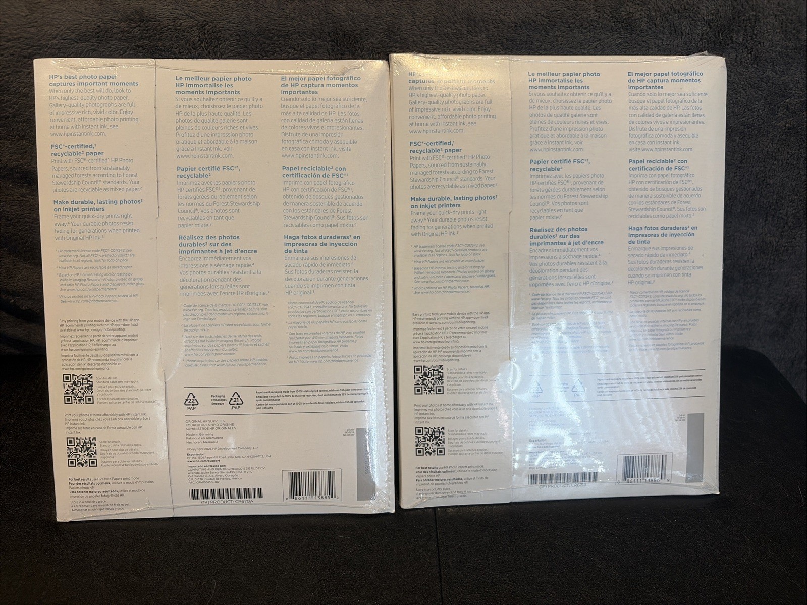 2 Genuine HP Premium Plus Photo Paper, 80 lbs Soft-Gloss 8-1/2 x 11, 25ct ea NEW