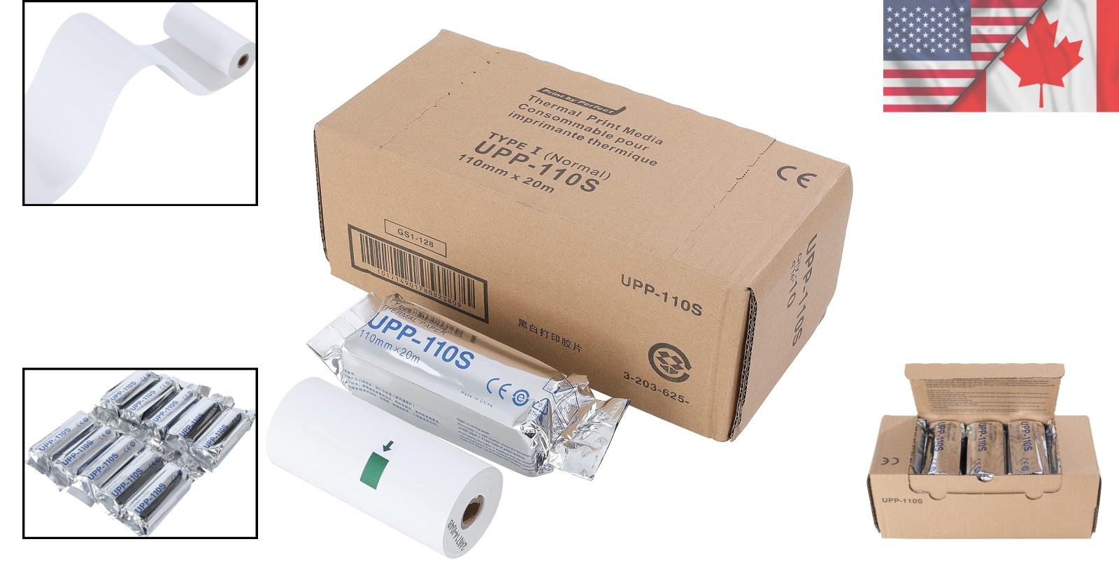 Black and White UPP-110S Thermal Film, 10 Rolls for Imaging Needs