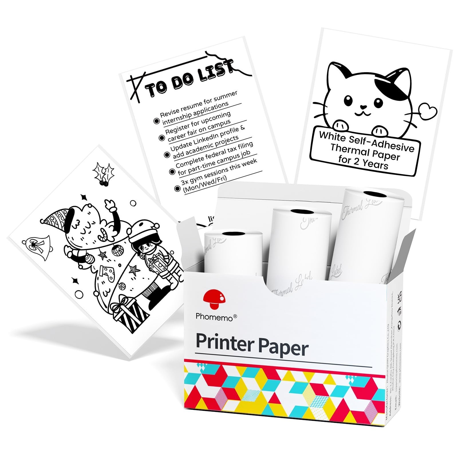 Self-Adhesive Thermal Sticker Paper, Glossy Printable Labels, 50mm x 3.5m, 3 Rol