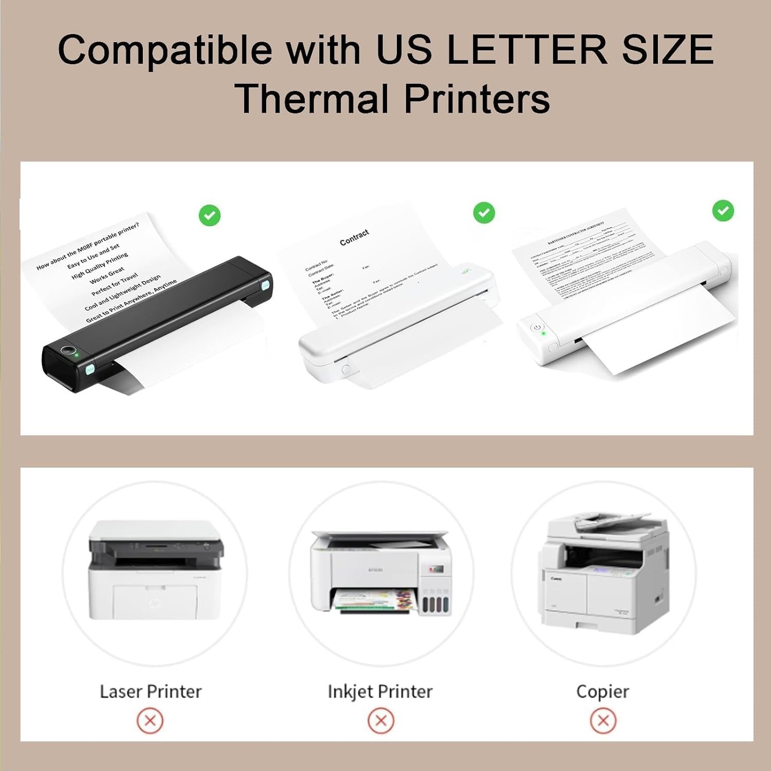 100 Sheets Thermal Printer Paper 8.5 X 11 Inch US Letter Size Thermal Paper lot
