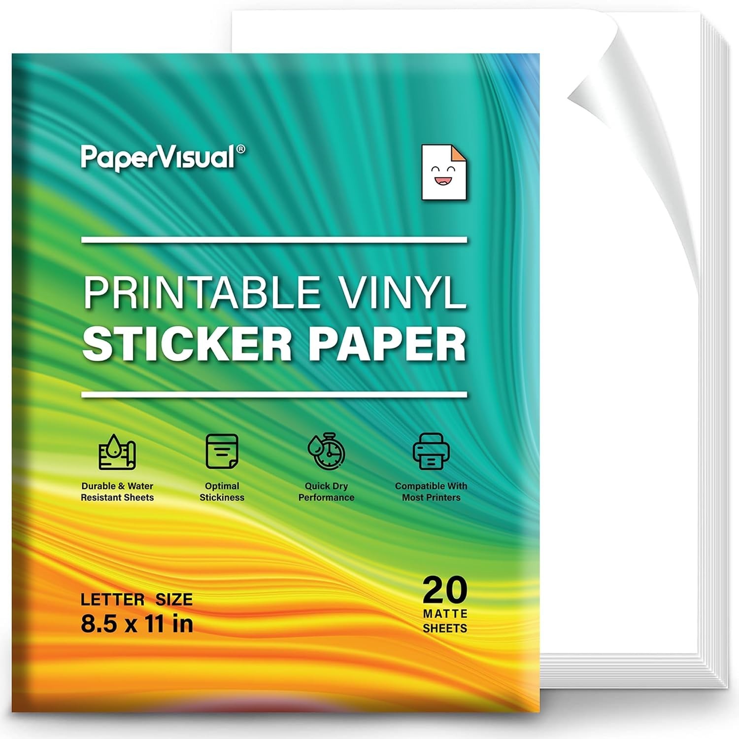 Printable Vinyl Sticker Paper for Inkjet & Laser Printer 20 Sheets*2, Pack of 2