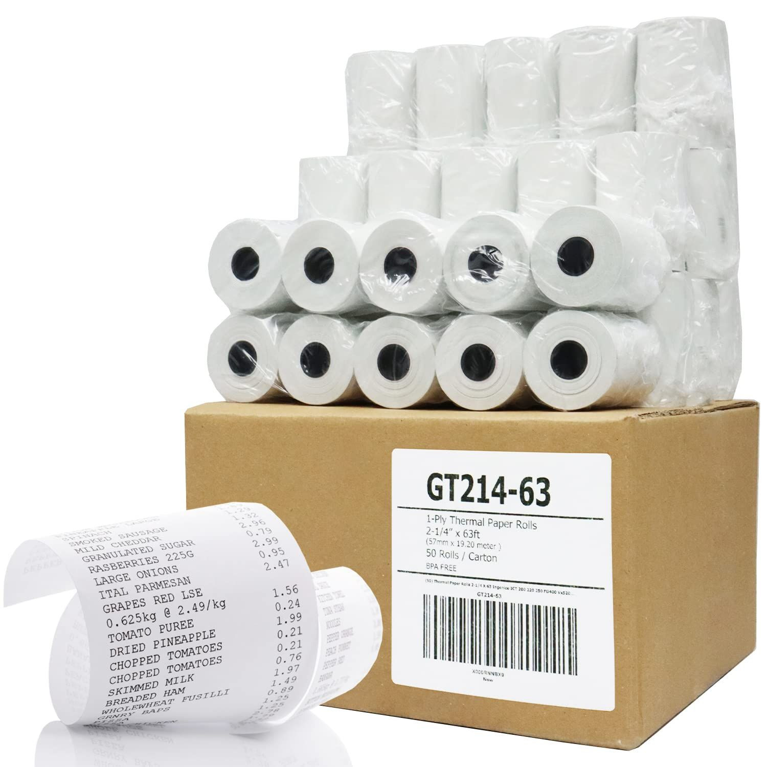 (50) Thermal Paper Rolls 2-1/4 X 63 Ingenico ICT 200 2 1/4″ X 63′, 50 rolls