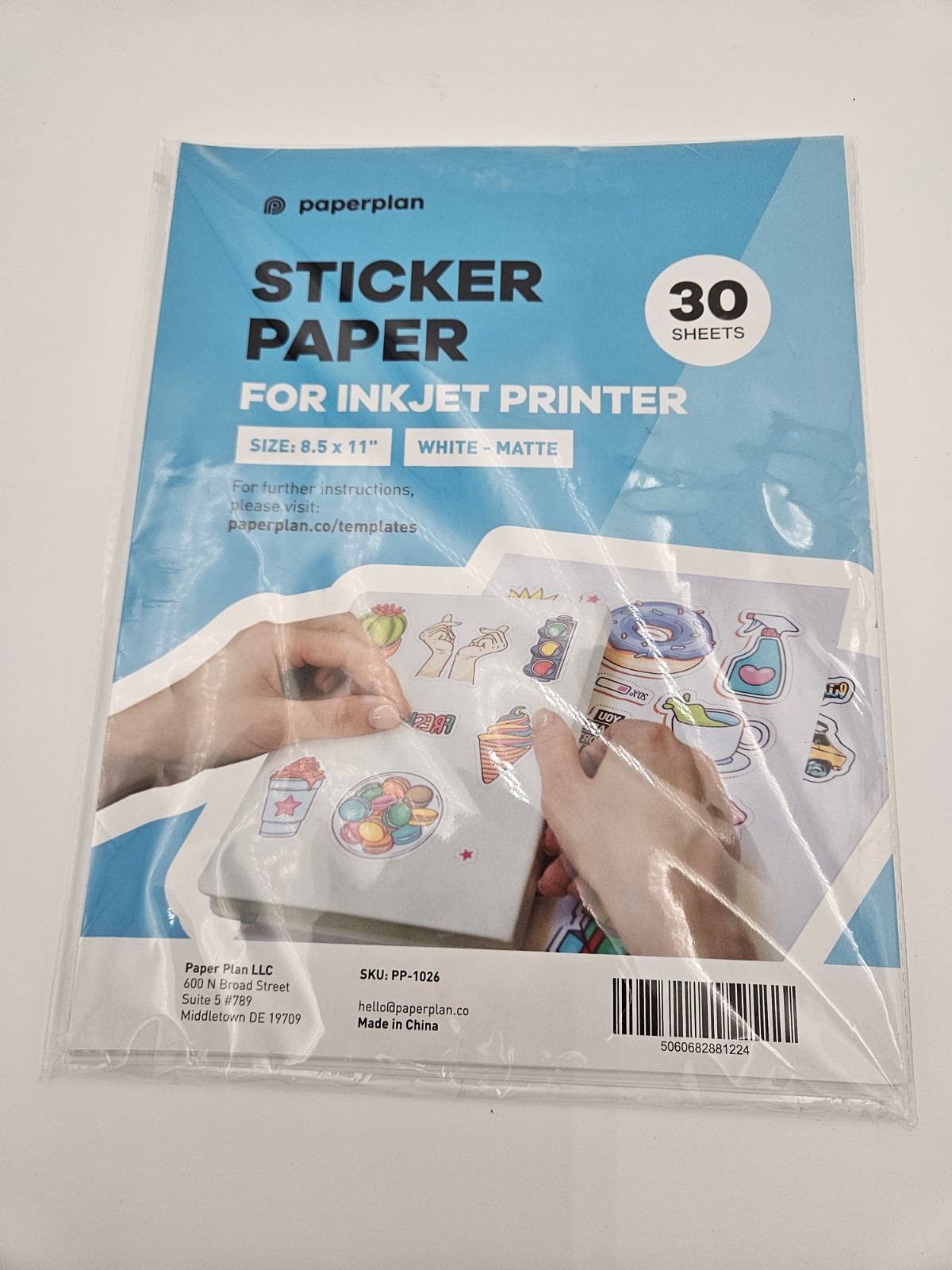 Paper Plan sticker paper for inkjet printers, Open Box. 18 Sheets
