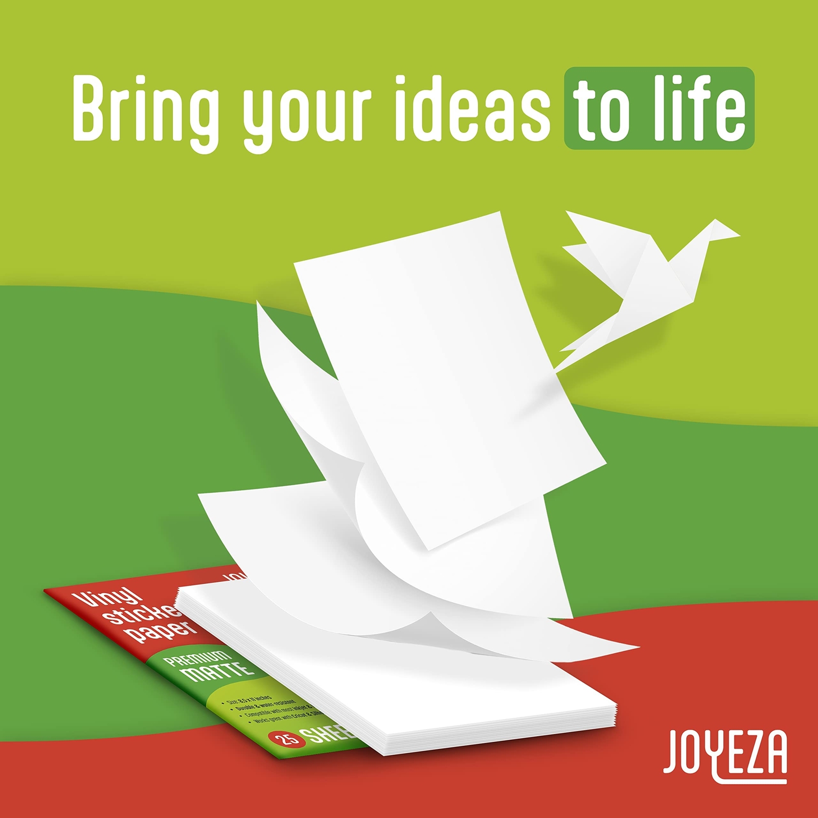 JOYEZA Premium Printable Vinyl Sticker Paper for Inkjet Printer – 25 Sheets M…