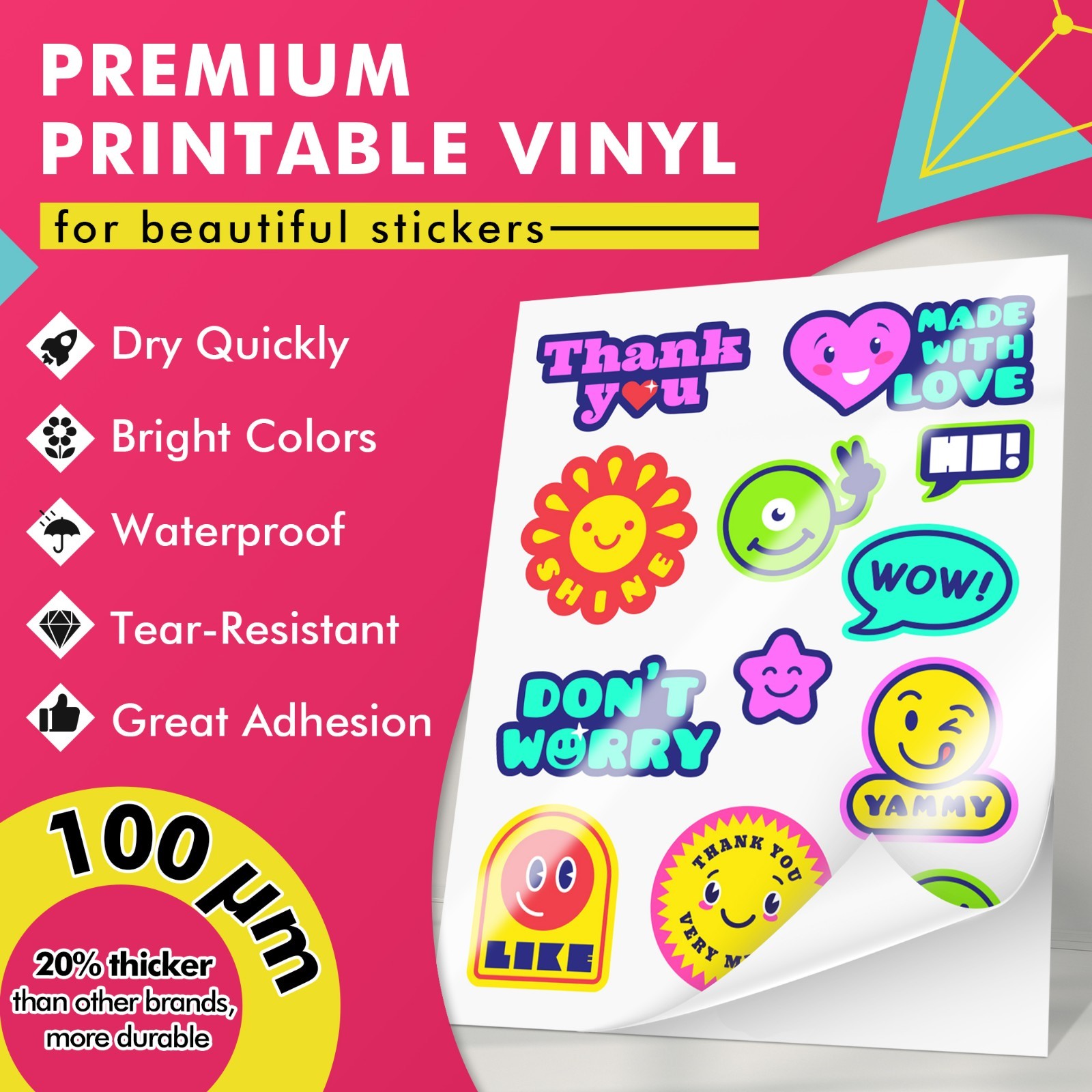 Lot 25-125 – New Koala Printable Glossy Vinyl Sticker Paper 8.5×11 Inkjet Laser