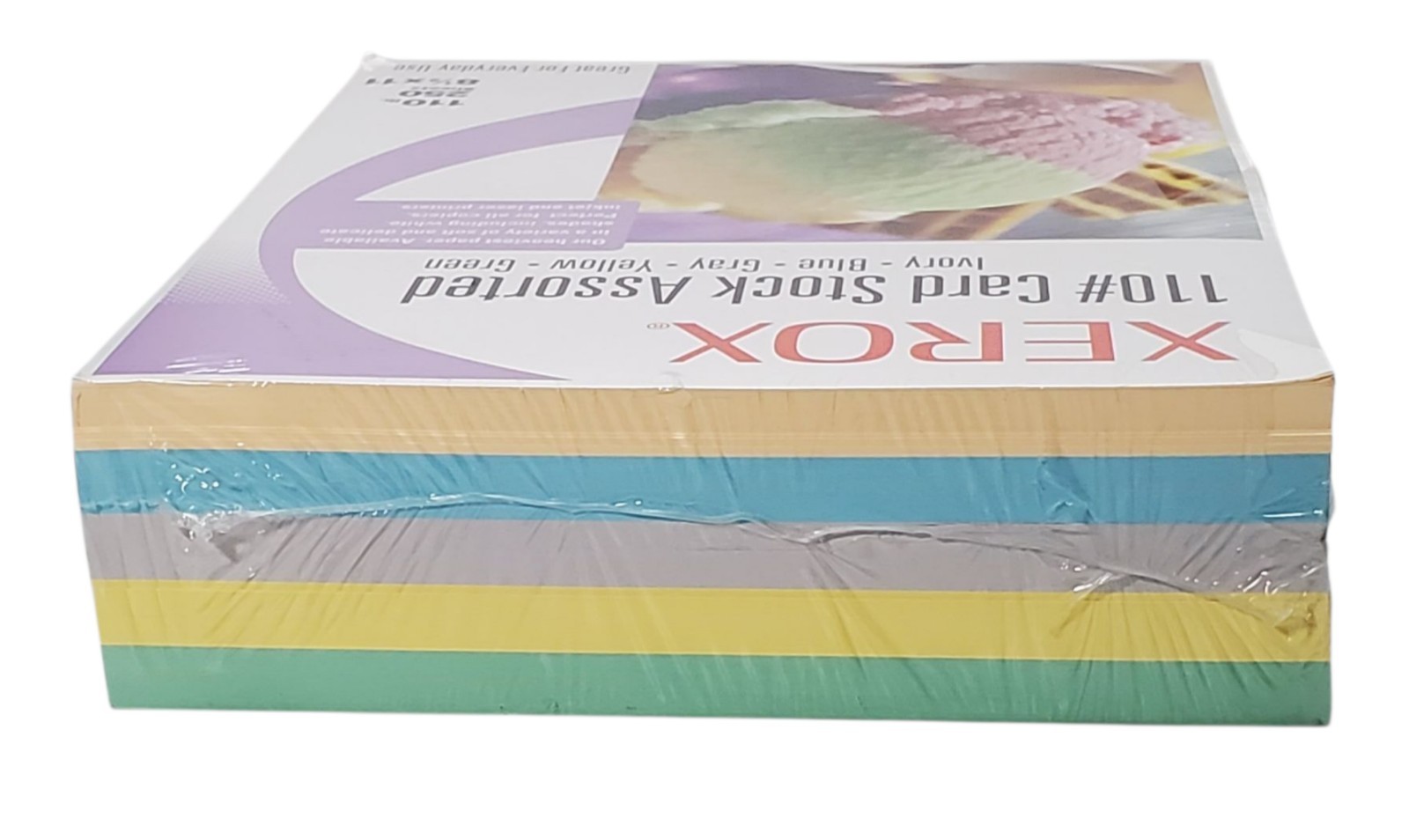 Xerox 110# Card Stock Color Variety Copy Printer Paper 250 Sheets 8 1/2″ × 11″