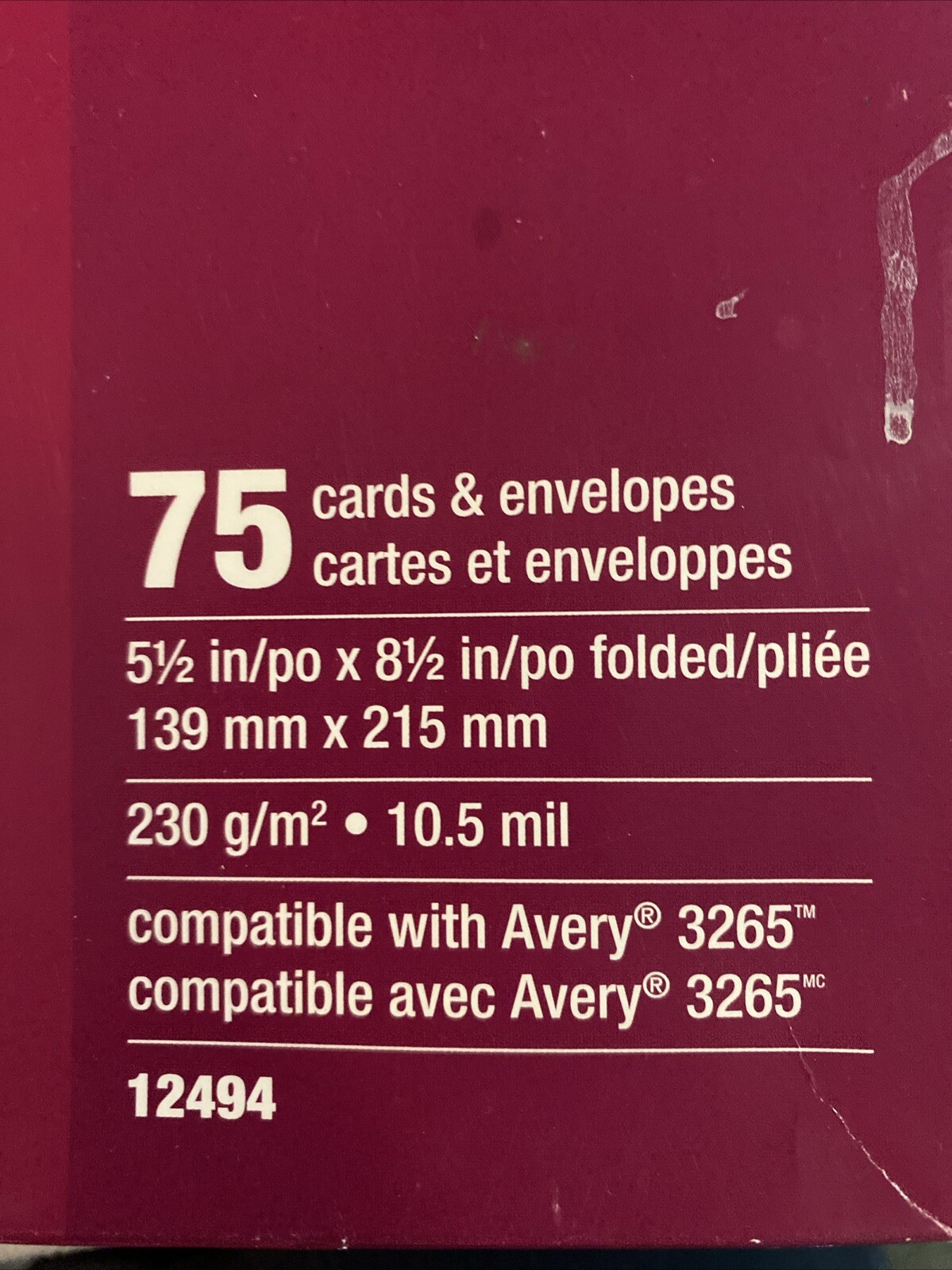 LOT OF 2 Avery 3265 & 3266 Printable Greeting Cards Half Fold/Envelope. 95 Cards