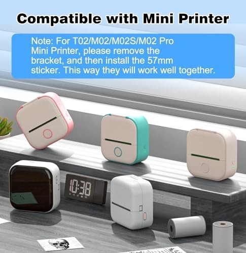 9 Rolls Mini Thermal Sticker Paper 57x30mm for Inkless Receipt Printers, Portabl