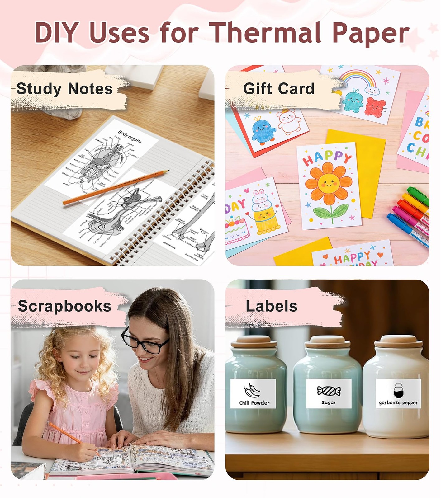 10 Rolls Mini Thermal Printer Sticker Paper – 57mm x 25mm | BPS/BPA-Free | Se…