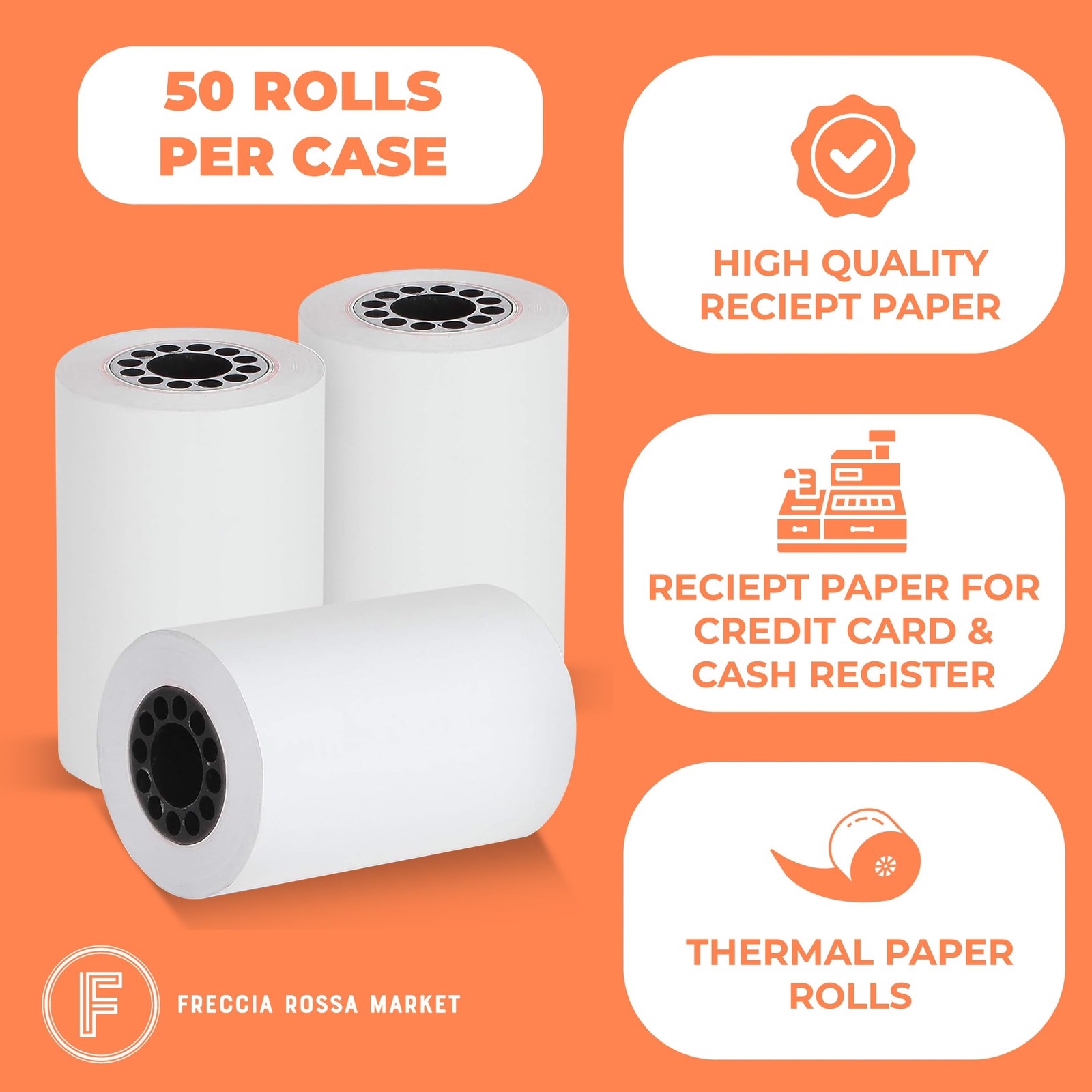 Thermal Credit Card Paper Rolls Printer Receipts 2 2 1/4″ x 50′, White