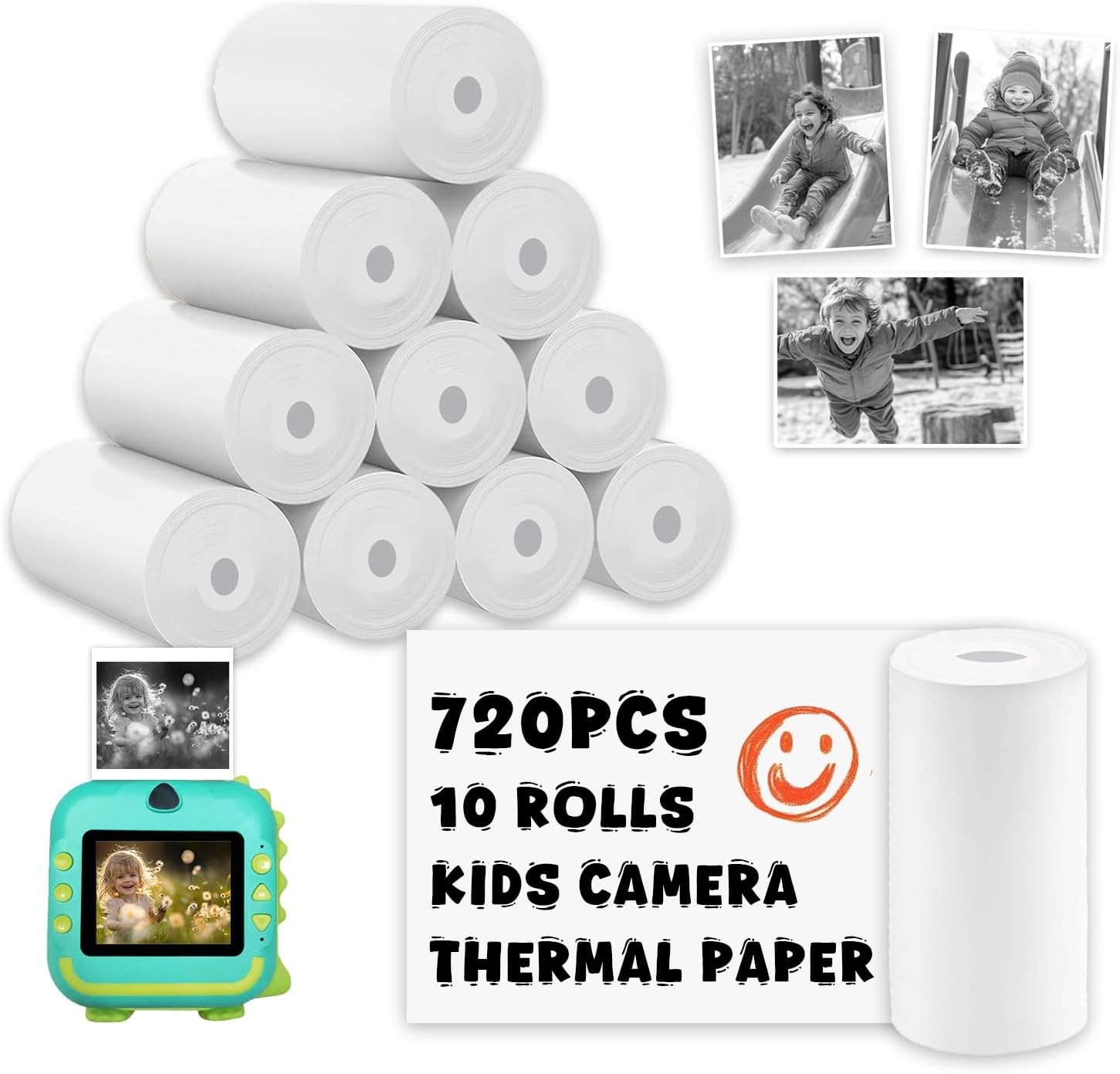 720Pcs Thermal Paper for Kids Camera Instant Print, 57x25mm 10PCS