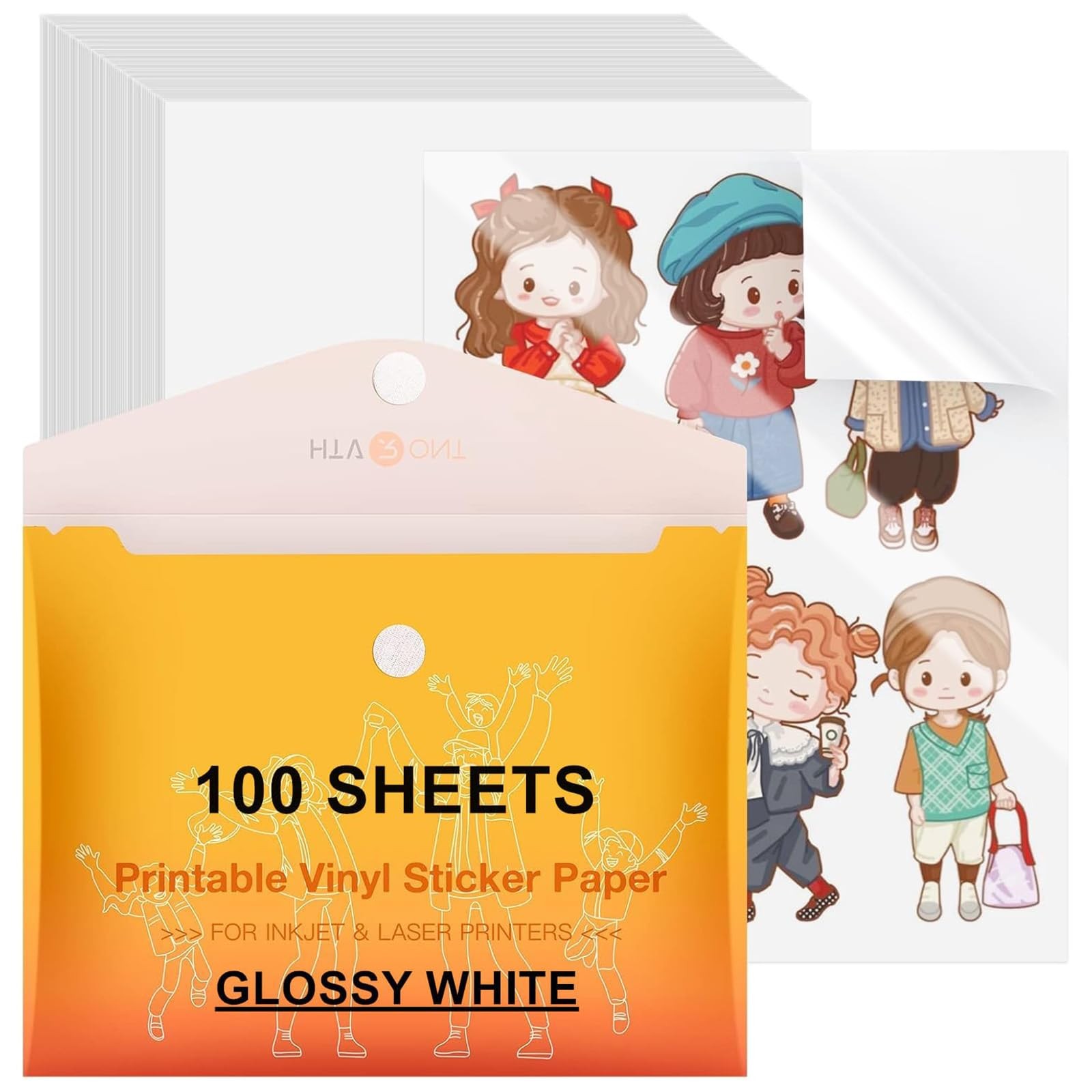 Printable Vinyl Sticker Paper, 100 Sheets Glossy Waterproof Sticker Paper For…